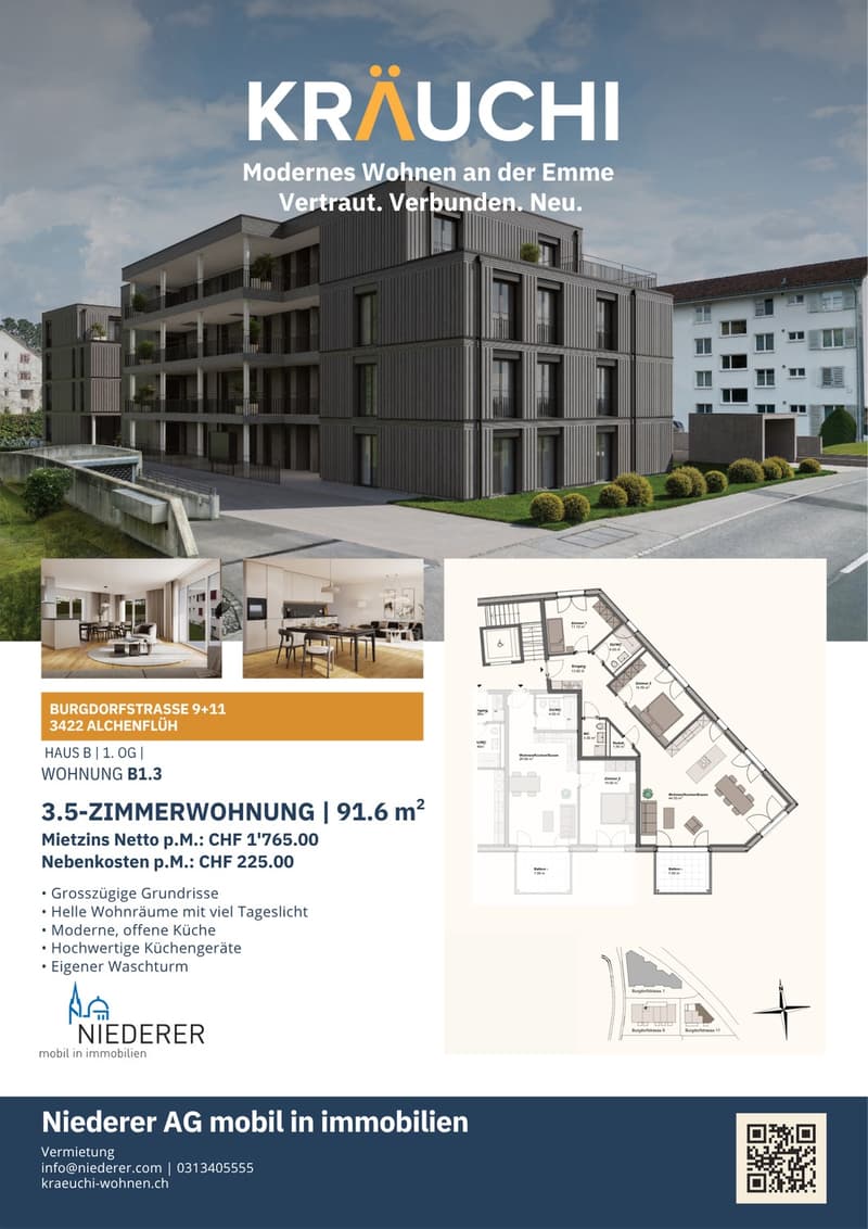 Letzte Chance: Mieten wie ein Eigentümer 3.5-Zimmer-Neubauwohnungen mit Kochinsel im Kräuchi-Areal (1)