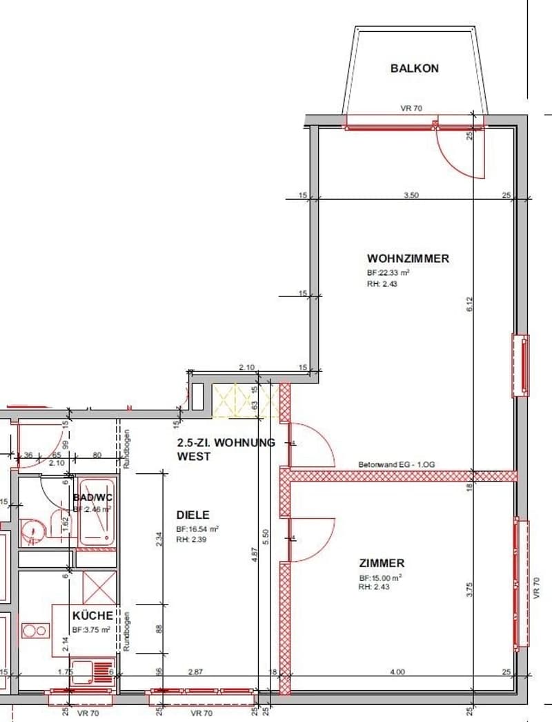 Grundriss 2.5 ZWG rechts