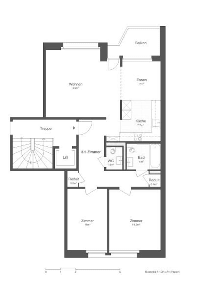 Grundriss 3.5-Zi-Whg Unterw. 35