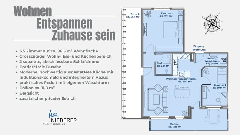Einmalige Gelegenheit: Grosszügige 3,5 Zimmer Dachwohnung mit viel zusätzlichem Platz (2)