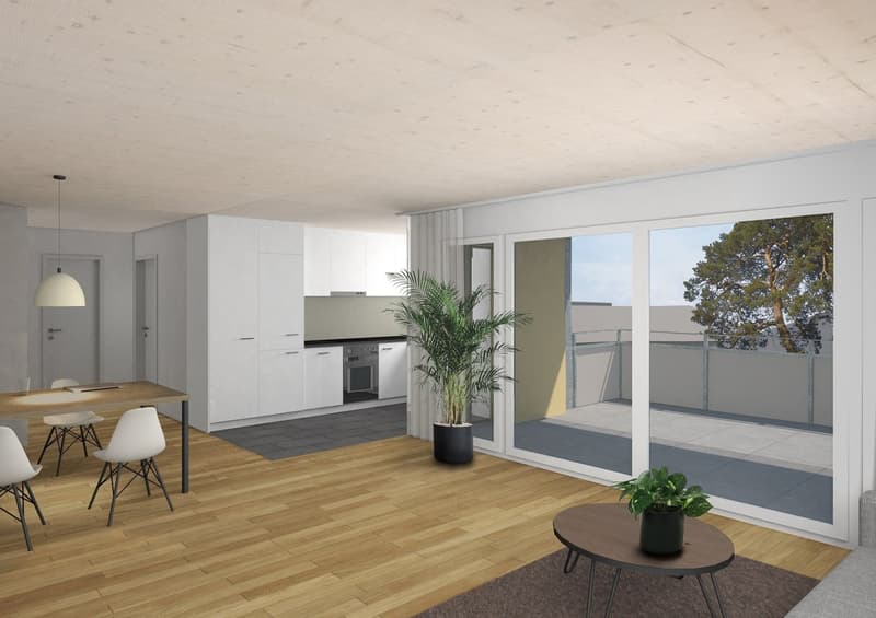 Visualisierung Küche & Wohnzimmer