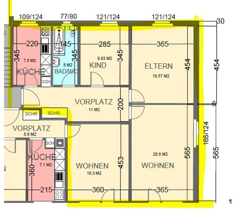 Grundrissplan 4.5 ZWG