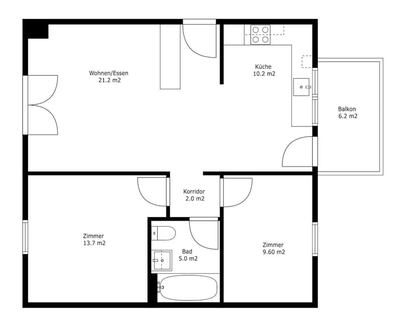 Grundrissplan 3.5-Zimmerwhg.