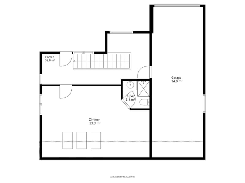 Eingangsgeschoss mit Schlafzimmer/Garage