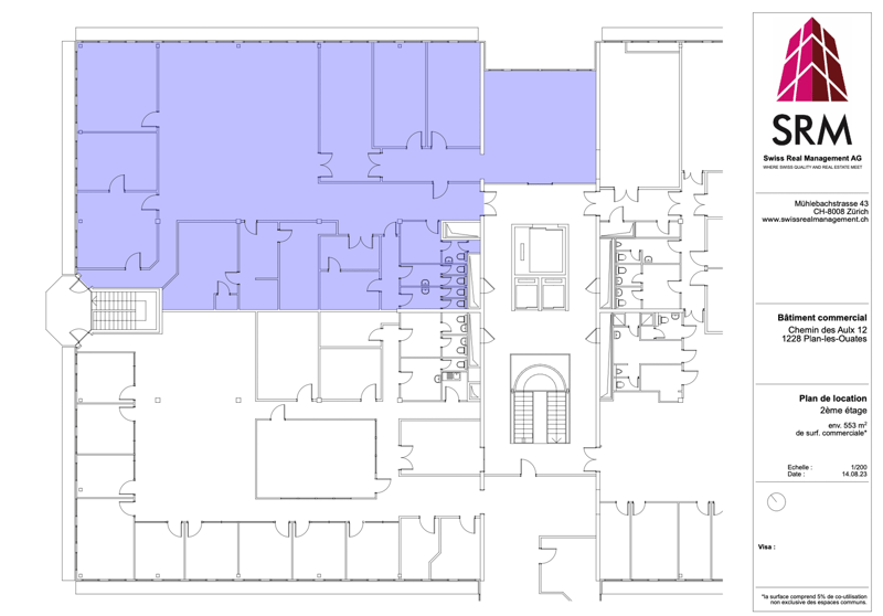 2nd floor commercial space with multiple rooms, staircase, and entrance