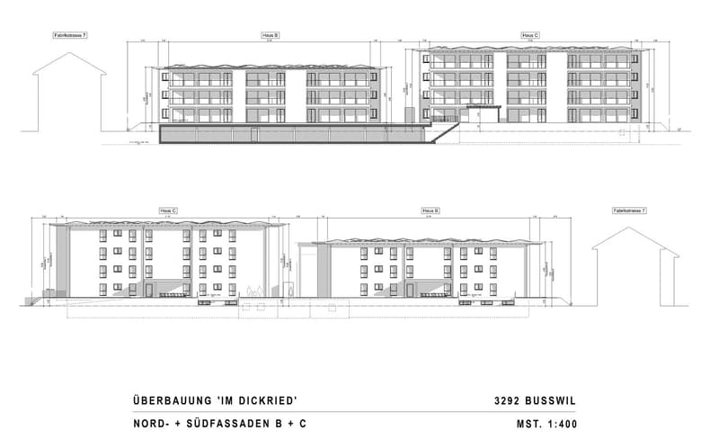 Three apartment units, two units on the upper floors, one unit on the lower floor, stairwells, outdoor staircases, balconies, parking lots