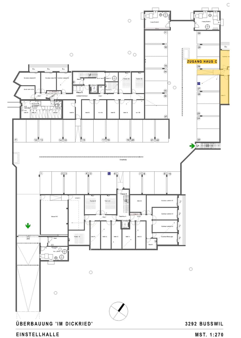 Ground floor and first floor plans with multiple rooms, stairwell, and entrances.