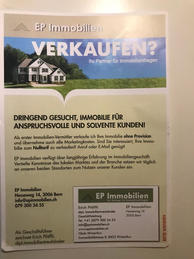 EP Immobilien poster for selling properties