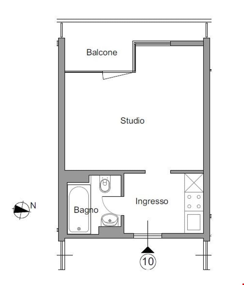 Appartamento 1.5 locali ammobiliato con 3 balconi al 5 piano, vista lago (21)