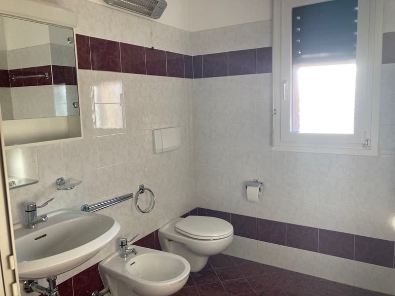 bathroom with sink, bidet, toilet, mirror, window
