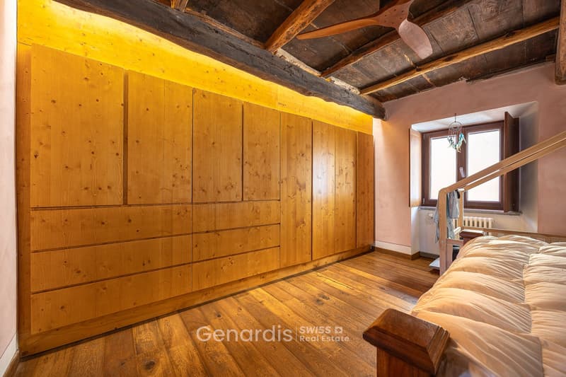 wooden wardrobe, wooden floor, wooden ceiling, window, bed