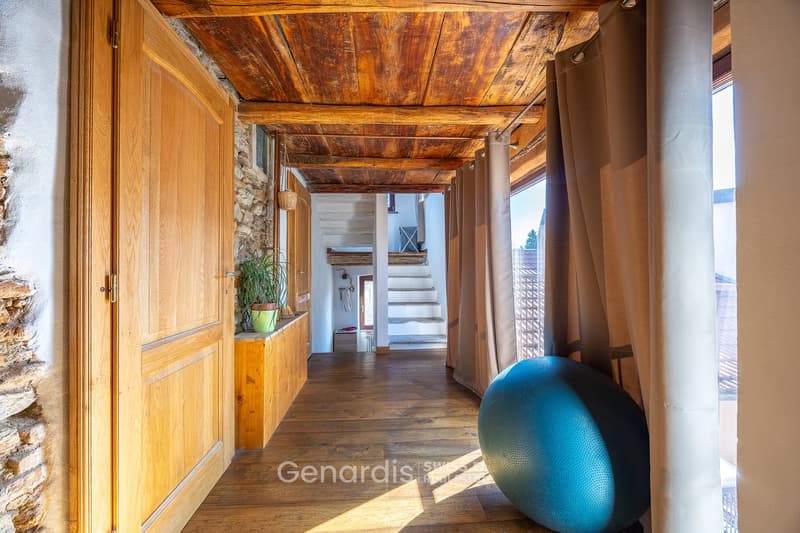 wooden floor, wooden ceiling, wooden door, wooden cabinet, plant, staircase, window