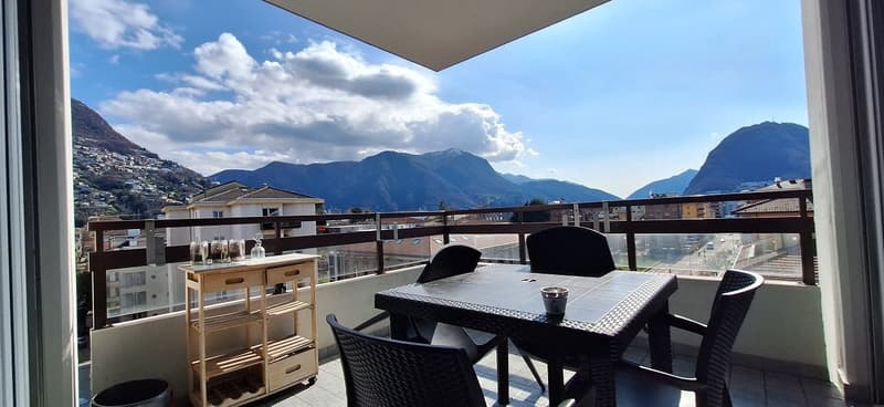 Centre de Lugano, Appartement au dernier étage à louer 2,5, Terrasse, Balcon, Place de parking couverte. (5)