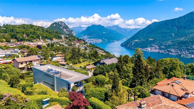 Villa a Lugano con vista panoramica sul lago e sulle montagne. (2)