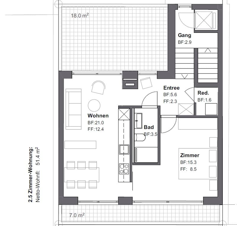 Traumhafte 1.5 Zimmer Attika Wohnung in Basel Stadt (10)