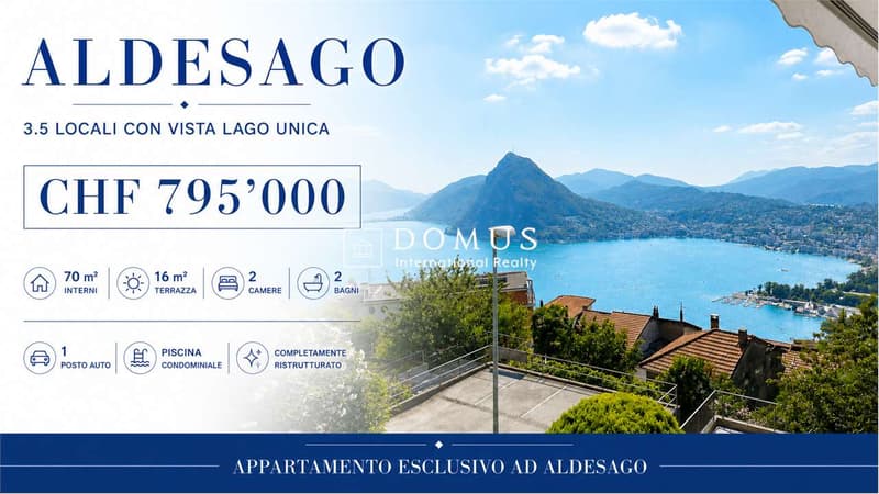 LUGANO, 3,5 con vista lago unica e piscina (1)