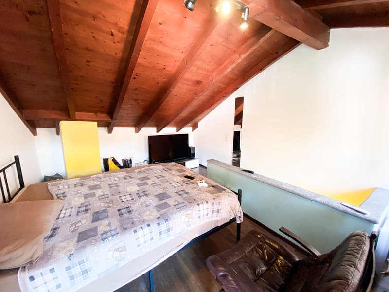 wooden ceiling, double bed, sofa, chair, tv, wooden floor