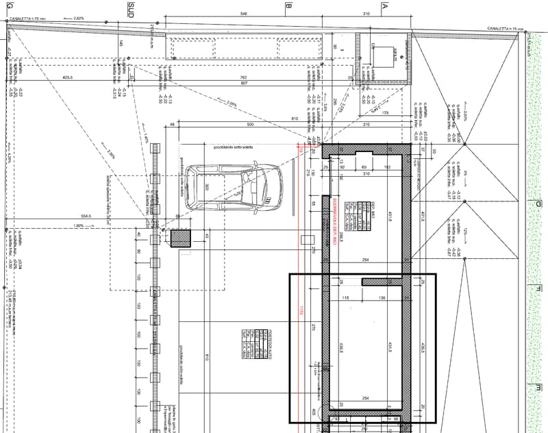 The image shows a detailed floor plan of a property. It includes a garage, parking space, and various rooms such as a living room, kitchen, bedrooms, and bathrooms.