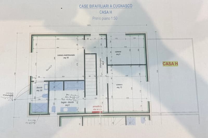 Ground floor with entry hall, living room, dining room, kitchen, and 1st bedroom; First floor with 3 bedrooms and 2 bathrooms; Basement with a bathroom, a storage room, and a service room