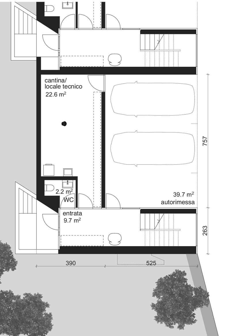 main room, wc, attic