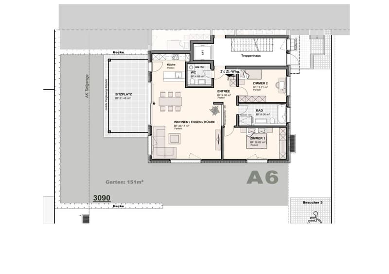Ampio appartamento 3.5 locali con area erbosa (9)