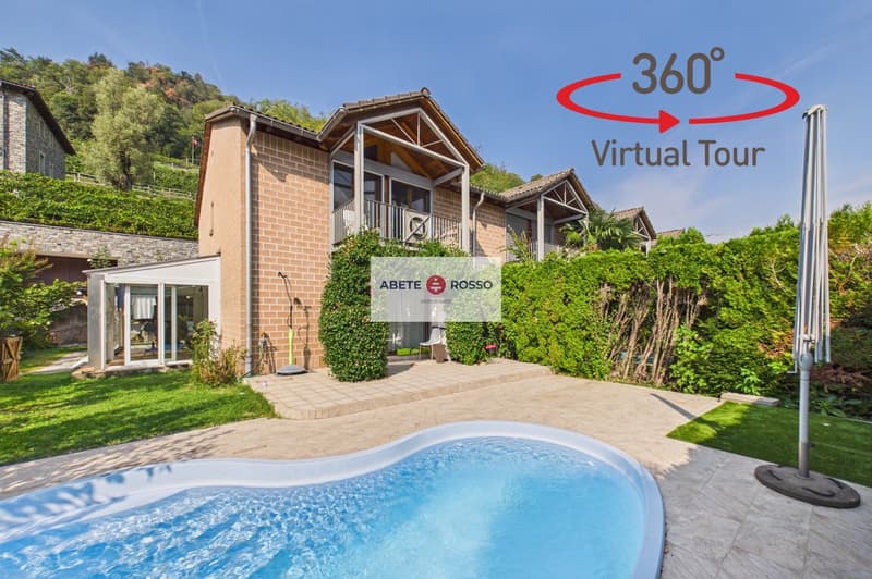 Casa a schiera di testa con giardino, piscina e veranda, in zona residenziale, vicino a Grancia (1)
