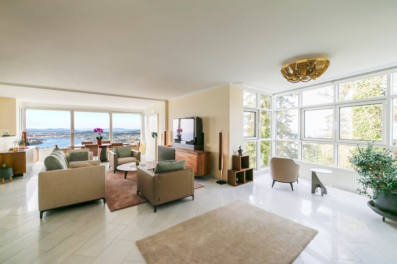 Heller Wohnbereich mit Panoramaausblick