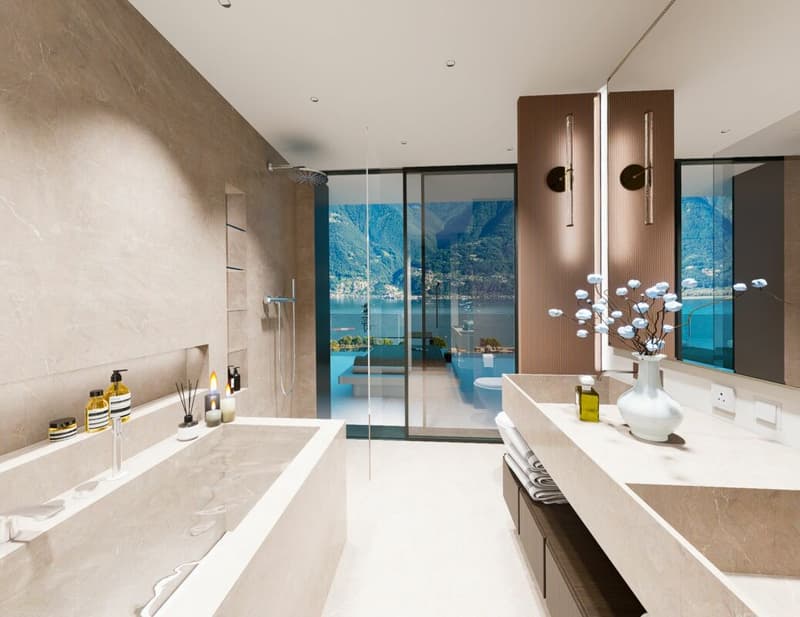 Attico da sogno con vista lago, wellness e piscina (4)