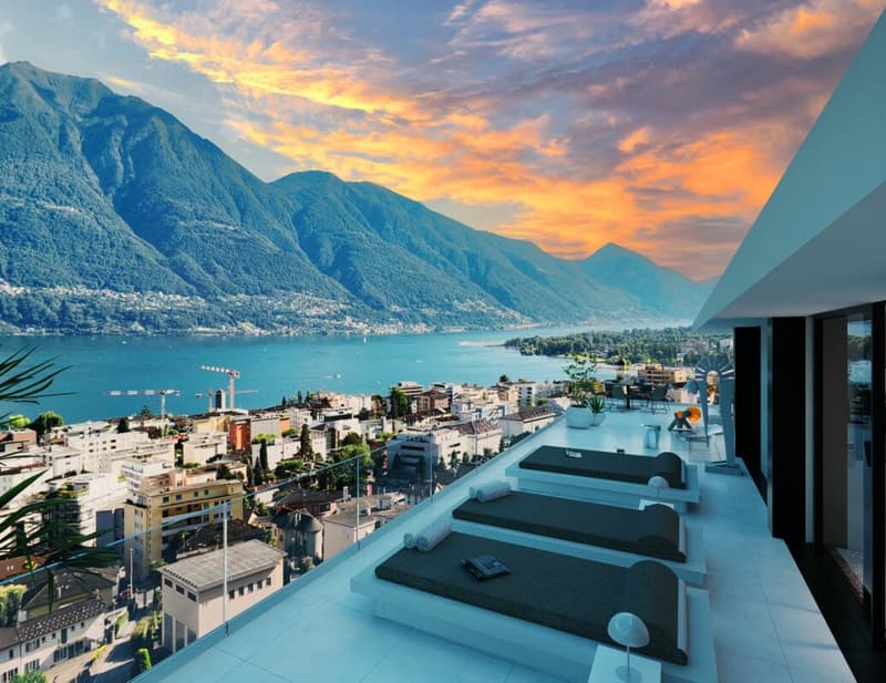 Attico da sogno con vista lago, wellness e piscina (2)