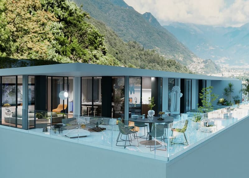 Attico da sogno con vista lago, wellness e piscina (6)