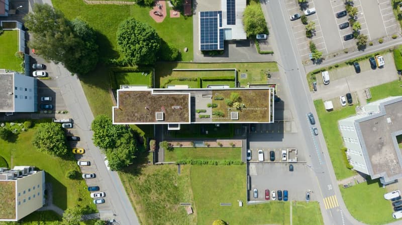 Das Haus mit Umgebung aus der Vogelperspektive