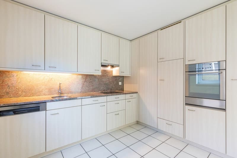 Küche mit Geschirrspüler, Glaskeramik und Backofen