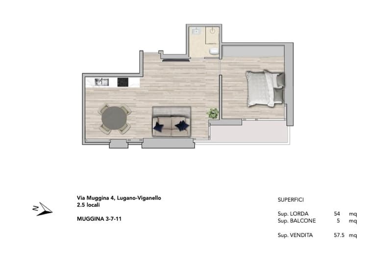 living room, bedroom, kitchen, bathroom, balcony