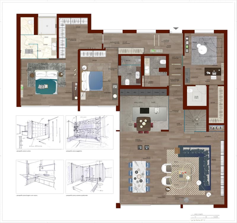 living room, kitchen, 2 bedrooms, 2 bathrooms, balcony