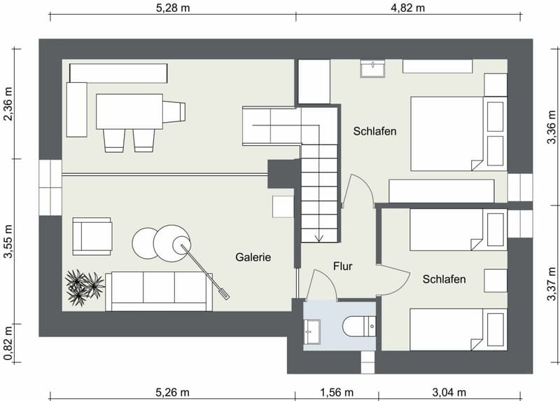 Schlafetage mit Galerie zum Wohnraum unten