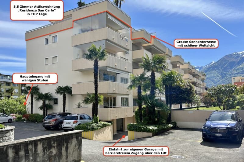 Elegante Attikawohnung mit grosser Sonnenterrasse und Gemeinschaftspool - Nähe See und Zentrum ASCONA (72)