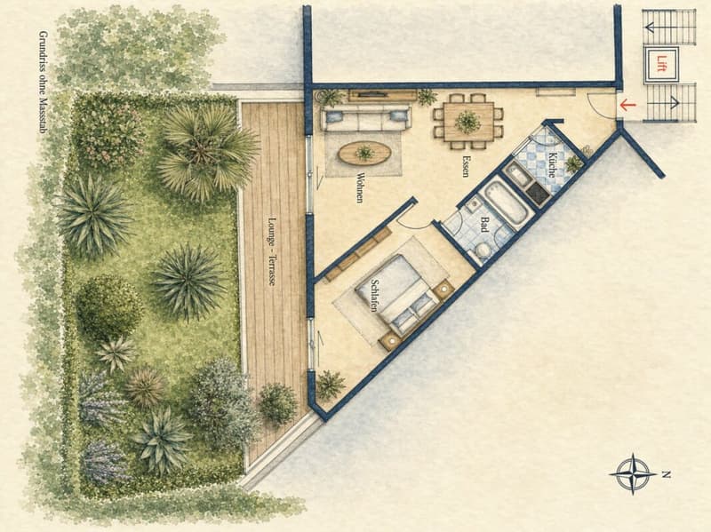 Die Gartenwohnung vom See nur 10 Schritte entfernt