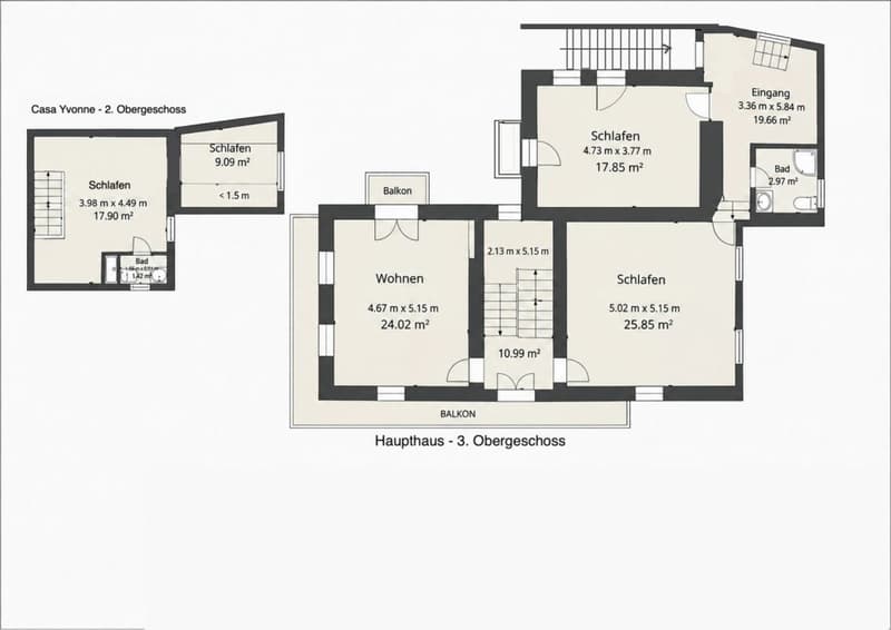 Haupthaus 3. OG -- Casa Yvonne 2. OG