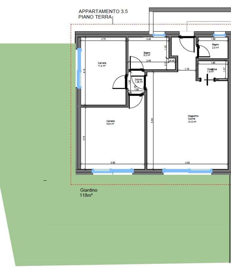 Elegant 3.5-room apartment with private garden and open view of the valley (3)