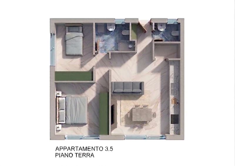 Elegant 3.5-room apartment with private garden and open view of the valley (1)