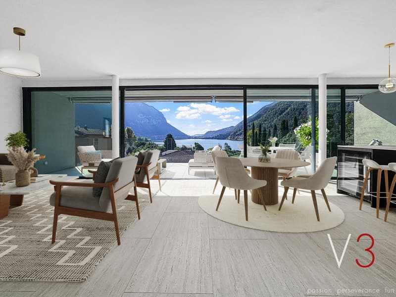 Elegante 4.5 locali al primo piano con terrazza e parziale vista lago (7)