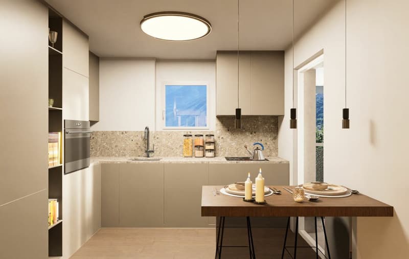 Cucina moderna con zona colazione