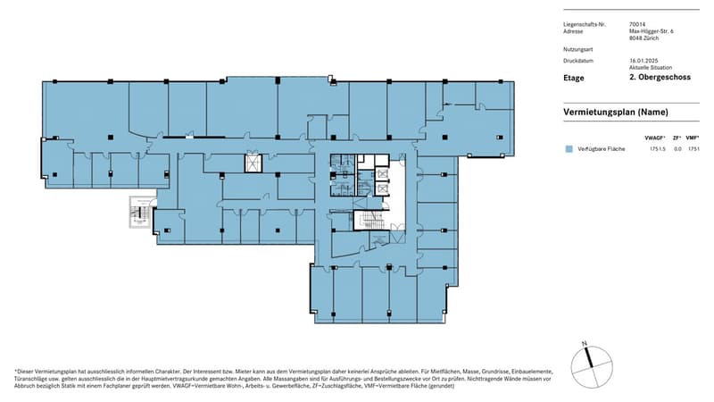 Floor plan of a commercial space with multiple rooms and areas.