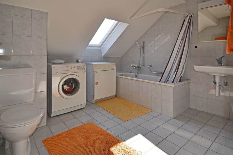 Badezimmer mit Waschmaschine Tumbler