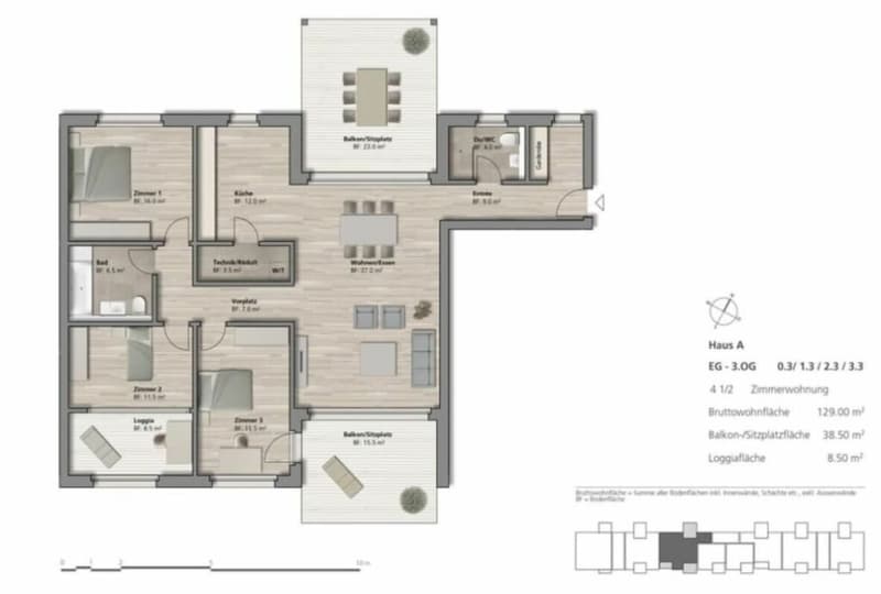 4.5 Zimmerwohnung mit zwei Balkonen + Loggia - 3. OG (3.3) (15)