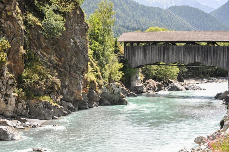 Holzbrücke über den Inn