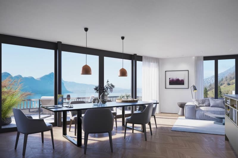 Above the roofs of Vitznau - Exclusive 4.5-room attic apartment in the new AMARE construction project (2)