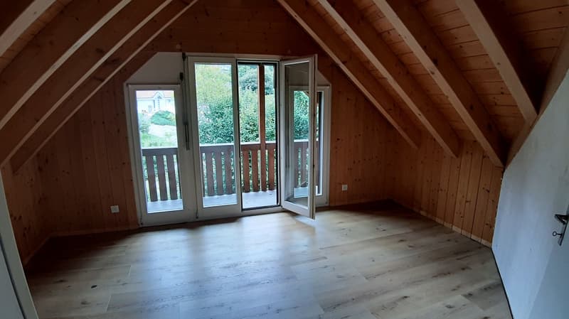 wooden walls, wooden floor, sliding glass doors, balcony, open door