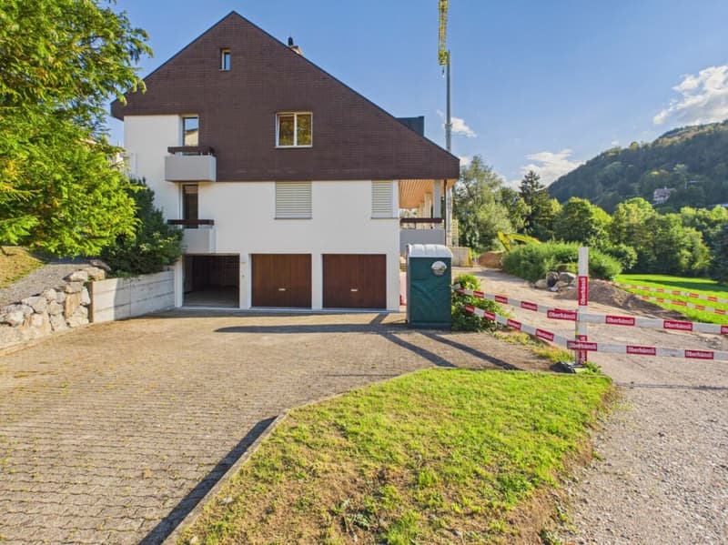grosszügige Zufahrt mit Aussenabstellplätzen