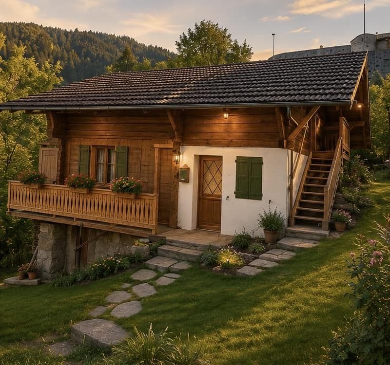 Chalet 2.5 Zimmer komplett renoviert mit Garten ? Panoramablick ? Troistorrents (2)